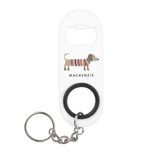 Dachshund Wiener Worst Hond gepersonaliseerd Mini Flessenopener (Voorkant)
