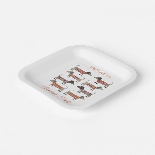 Dachshund Wiener Worst Hond gepersonaliseerd Papieren Bordje (Gebogen)