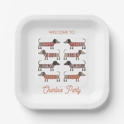 Dachshund Wiener Worst Hond gepersonaliseerd Papieren Bordje (Voorkant)