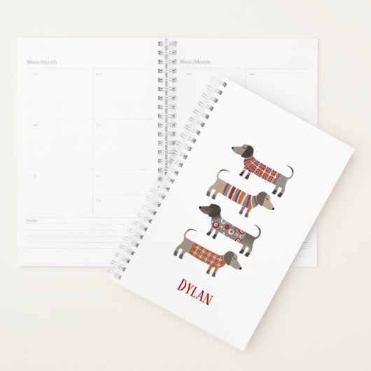 Dachshund Wiener Worst Hond gepersonaliseerd Planner (Display)