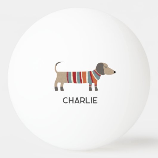 Dachshund Wiener Worst Hond Gepersonaliseerde naam Pingpongbal (Achterkant)