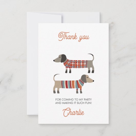 Dachshund Wiener Worst Hond Gepersonaliseerde Part Bedankkaart (Voorkant)