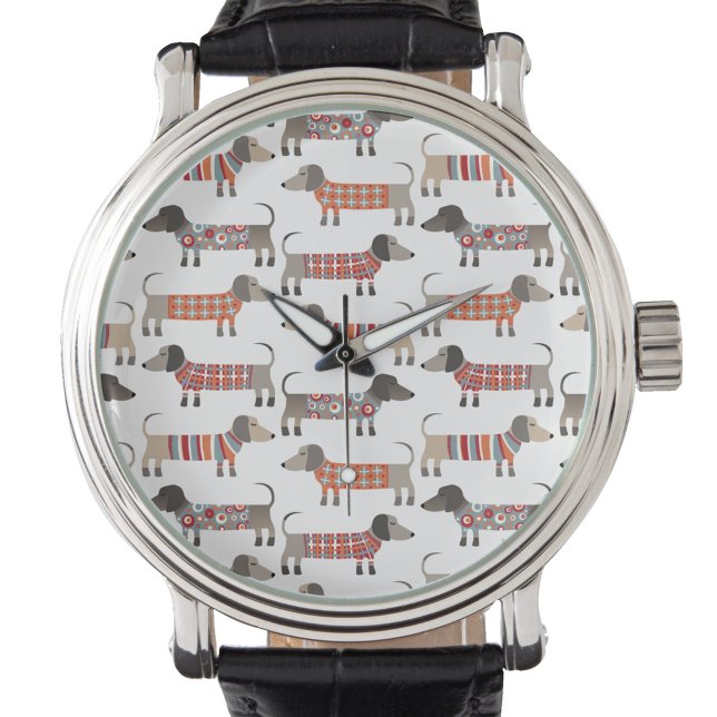 Dachshund Wiener Worst Hond Horloge (Dachshund Wiener Sausage Dog pattern watch)