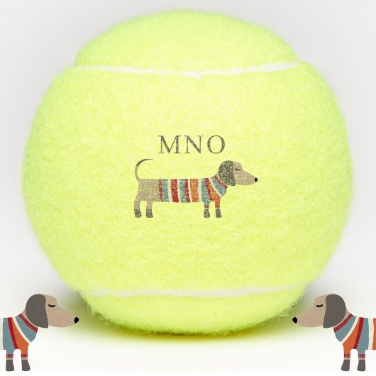 Dachshund Wiener Worst Hond Monogram Gepersonalise Tennisballen