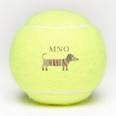 Dachshund Wiener Worst Hond Monogram Gepersonalise Tennisballen (Voorkant)