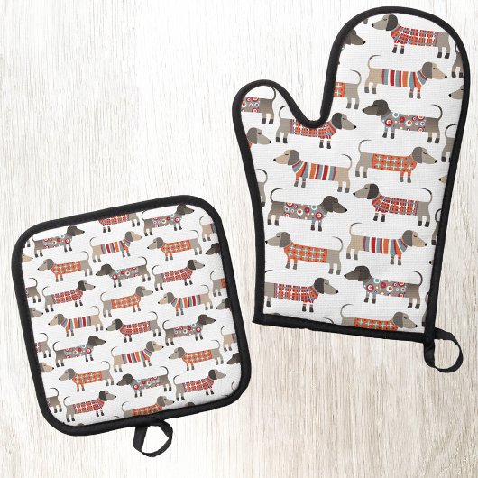 Dachshund Wiener Worst Hond Ovenwant & Pannenlap Set