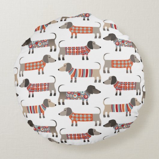 Dachshund Wiener Worst Hond Rond Kussen (Achterkant)