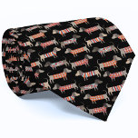 Dachshund Wiener Worst Hond Stropdas<br><div class="desc">Leuk teckel wiener hondenpatroon op een zwarte achtergrond. Perfect voor dierenliefhebbers. Originele versie door Nic Squirrell.</div>