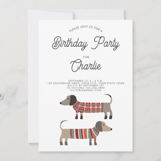 Dachshund Wiener Worst Hond Verjaardagsfeest Kaart (Voorkant)