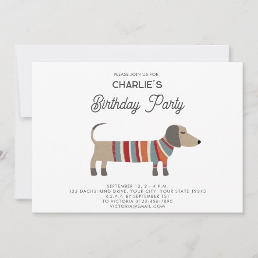 Dachshund Wiener Worst Hond Verjaardagsfeest Kaart (Voorkant)