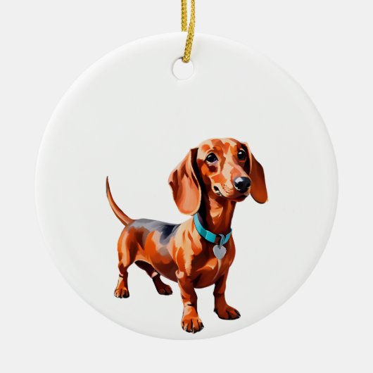 Dachshund Wienerdog kerstboomornament cadeau idee Keramisch Ornament (Voorkant)