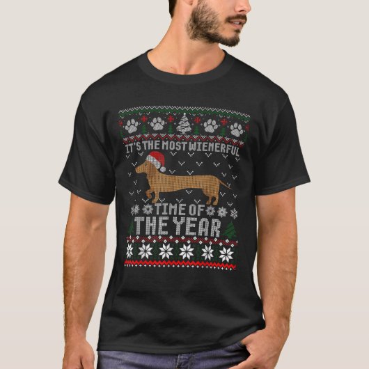 Dachshund Wienerful Time of the Year Santa Ugl T-shirt (Voorkant)