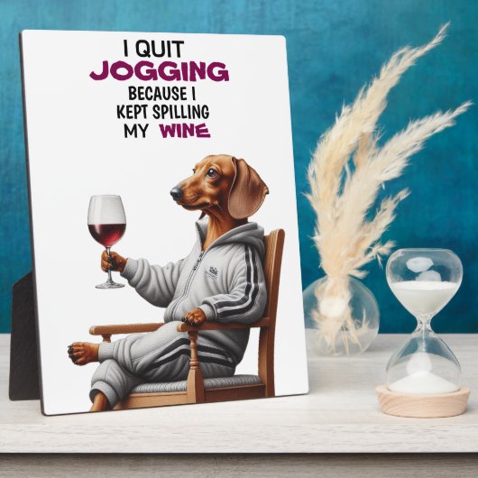 Dachshund Wijn Drinker Fotoplaat (Zijkant)