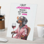 Dachshund Wijn Drinker Reclamebord Met Voetstuk (Insitu)