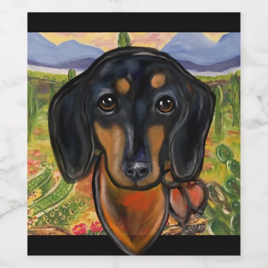 DACHSHUND WIJN ETIKET (Enkel label)