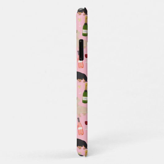 Dachshund-wijnpatroon roze Case-Mate iPhone case (Achterkant/rechts)