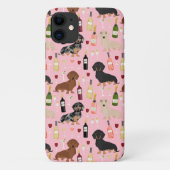 Dachshund-wijnpatroon roze Case-Mate iPhone case (Achterkant)
