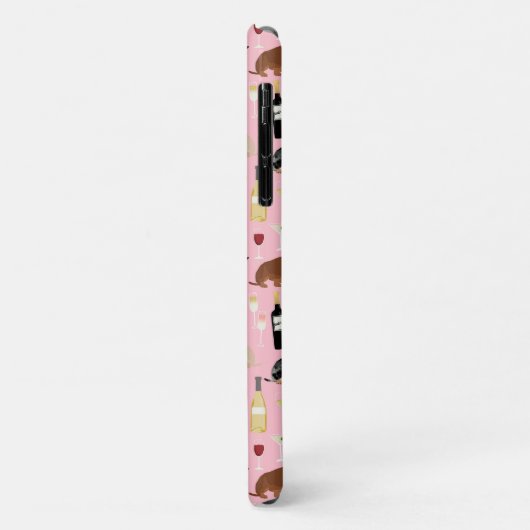 Dachshund-wijnpatroon roze Case-Mate iPhone case (Achterkant/links)