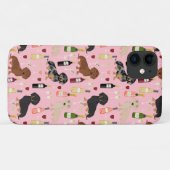 Dachshund-wijnpatroon roze Case-Mate iPhone case (Achterkant (horizontaal))