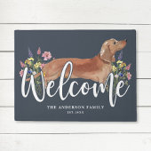 Dachshund Wildflower Blue Welkom Deurmat