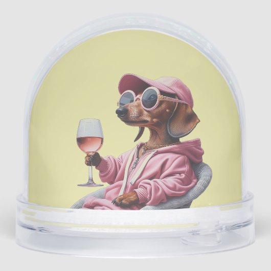 Dachshund Wine Drinker Sneeuwbol (Achterkant)