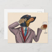 Dachshund Wine Snob Briefkaart (Voorkant / Achterkant)