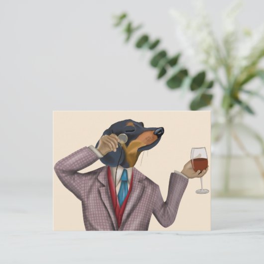 Dachshund Wine Snob Briefkaart (Staand voorkant)
