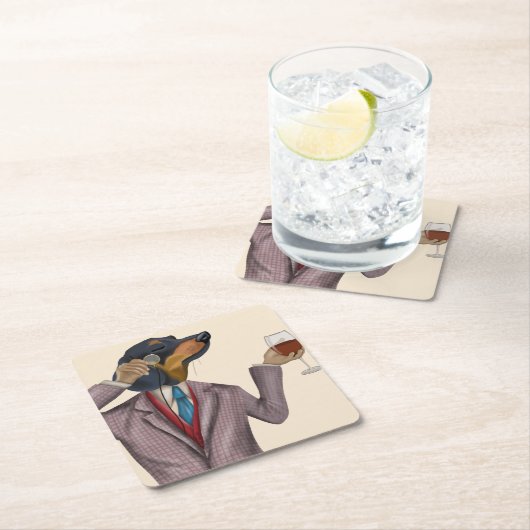 Dachshund Wine Snob Kartonnen Onderzetters (Insitu)