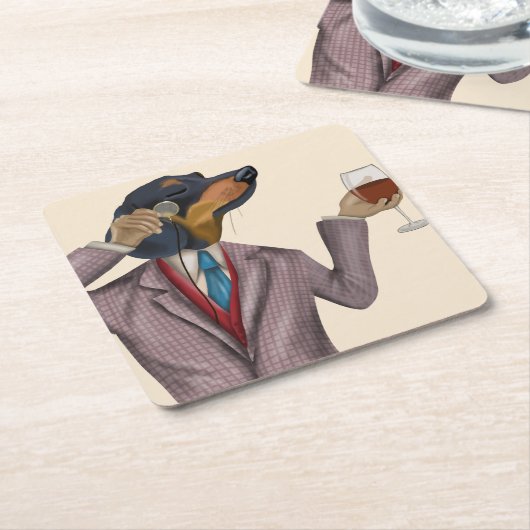 Dachshund Wine Snob Kartonnen Onderzetters (Schuin)