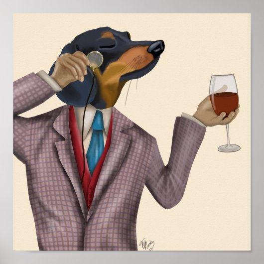 Dachshund Wine Snob Poster (Voorkant)