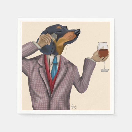 Dachshund Wine Snob Servet (Voorkant)