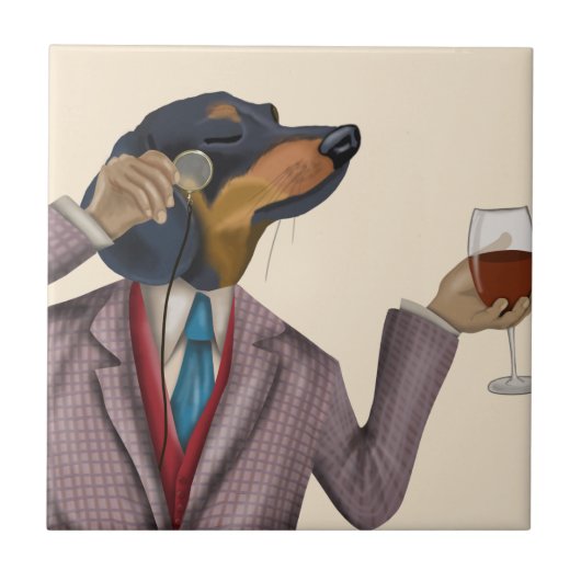 Dachshund Wine Snob Tegeltje (Voorkant)