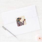 Dachshund Wine Snob Vierkante Sticker (Envelop)