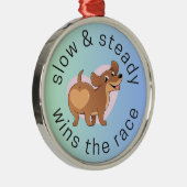 Dachshund wint de race metalen ornament (Rechts)
