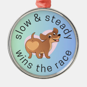 Dachshund wint de race metalen ornament