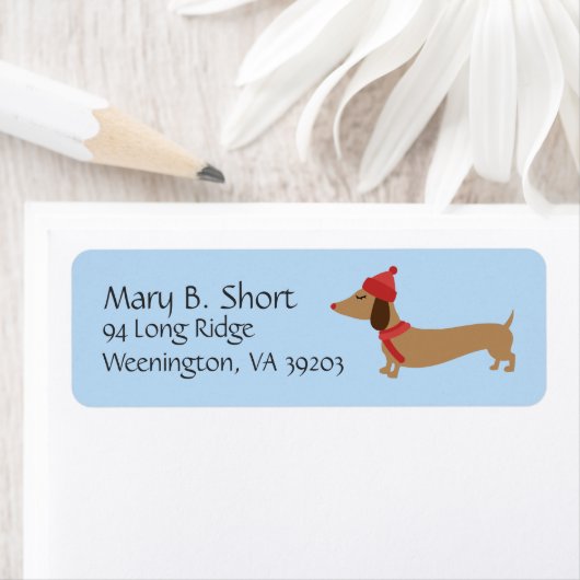 Dachshund Winter Holiday Return Address Labels (Insitu)