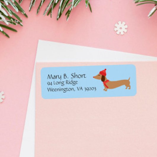 Dachshund Winter Holiday Return Address Labels