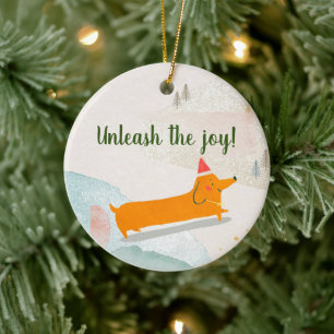 Dachshund Winter Kerstmis Keramisch Ornament