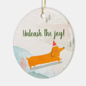 Dachshund Winter Kerstmis Keramisch Ornament (Links)