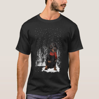 Dachshund Winter Sjaal Honden Boombos Sneeuw Chris T-shirt