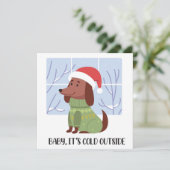 Dachshund Winter Wenskaart (Staand voorkant)