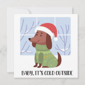 Dachshund Winter Wenskaart (Voorkant)