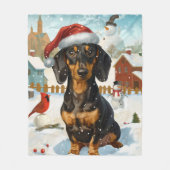 Dachshund Winter Wonderland Kerstvreugde Fleece Deken (Voorkant)