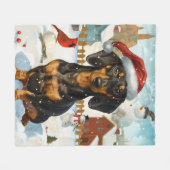 Dachshund Winter Wonderland Kerstvreugde Fleece Deken (Voorkant (Horizontaal))