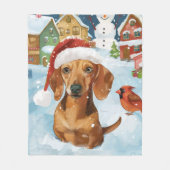 Dachshund Winter Wonderland Kerstvreugde Fleece Deken (Voorkant)