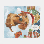 Dachshund Winter Wonderland Kerstvreugde Fleece Deken (Voorkant (Horizontaal))