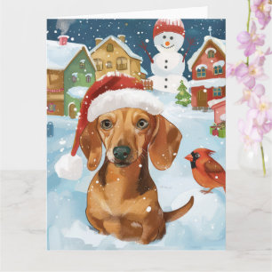 Dachshund Winter Wonderland Kerstvreugde Kaart
