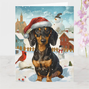 Dachshund Winter Wonderland Kerstvreugde Kaart
