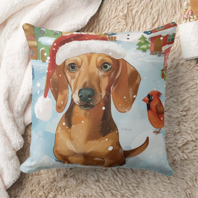 Dachshund Winter Wonderland Kerstvreugde Kussen (Deken)
