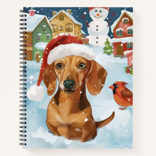 Dachshund Winter Wonderland Kerstvreugde Notitieboek (Voorkant)
